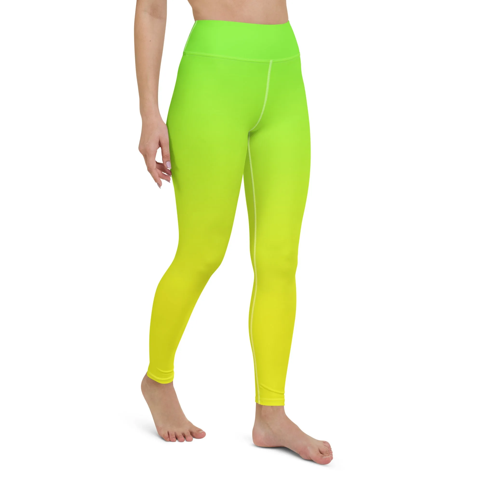 Lemon Lime Ombre High-waist Yoga Leggings