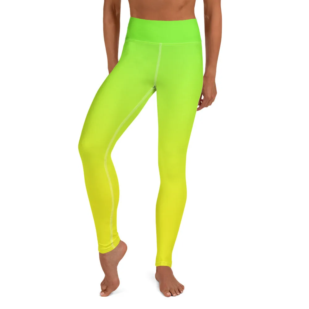 Lemon Lime Ombre High-waist Yoga Leggings