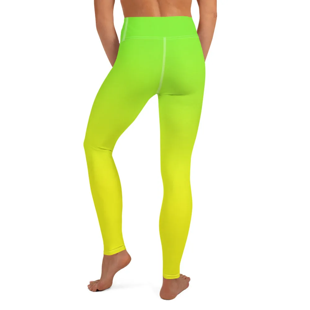 Lemon Lime Ombre High-waist Yoga Leggings