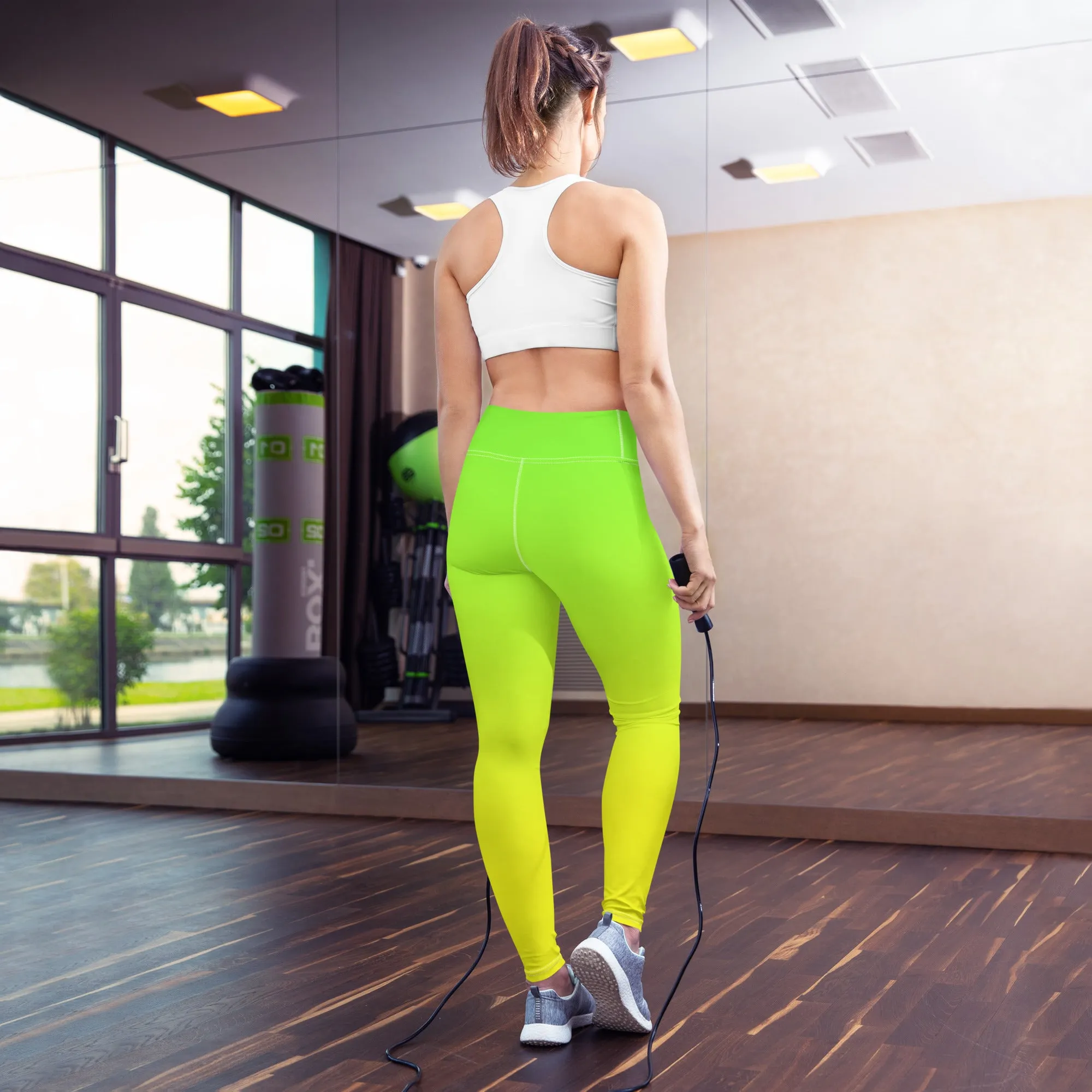Lemon Lime Ombre High-waist Yoga Leggings