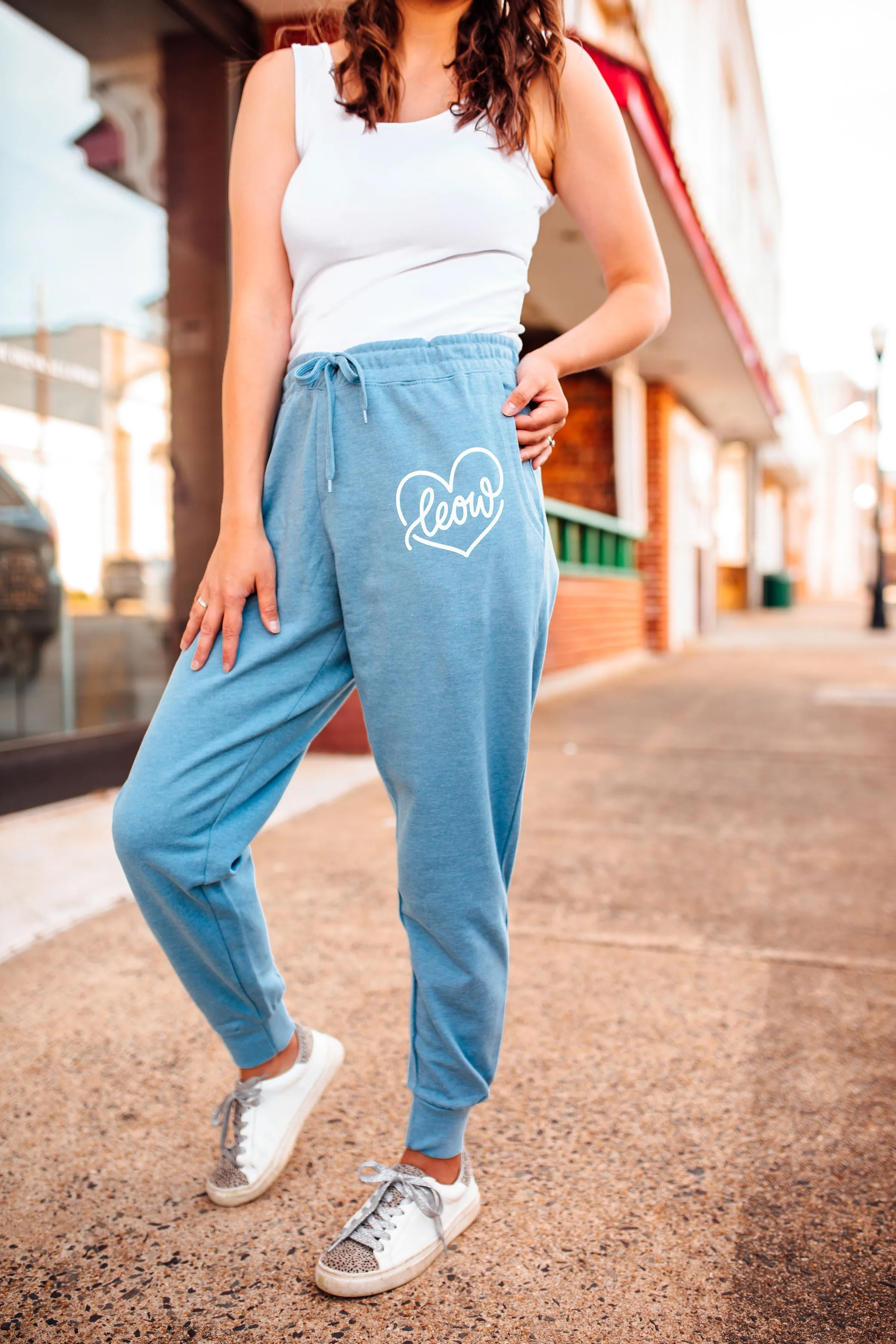 LEOW Heart Script © Women's Wave Sweatpants (Ocean) // Final Sale