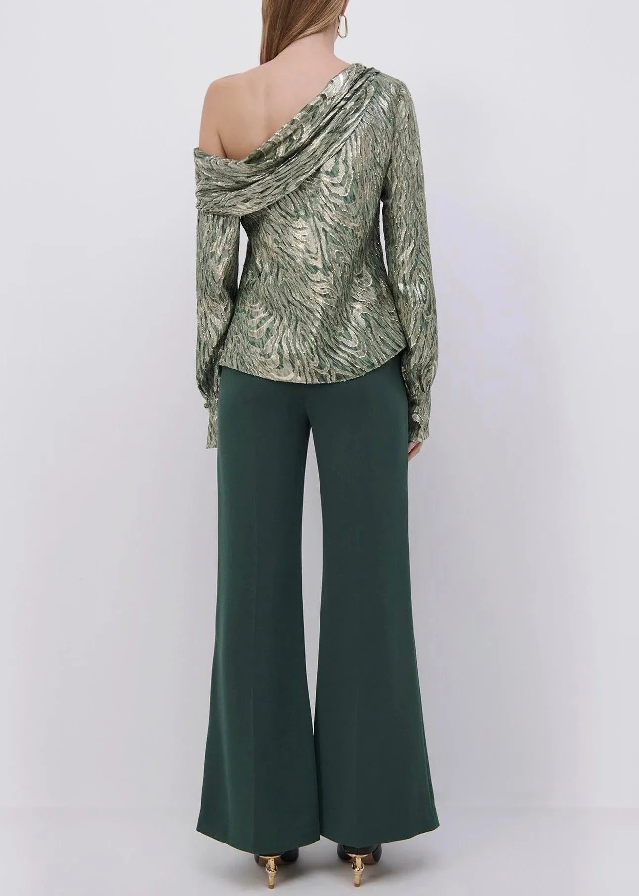Leslie Crepe Bootcut Pant (Hunter Green)