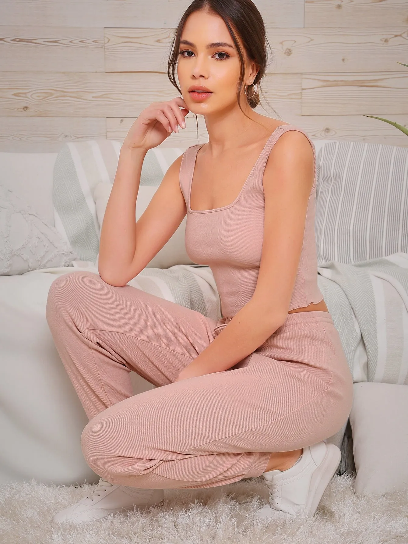 Lettuce Trim Tank Top &amp; Sweatpants Set( CLEARANCE SALE