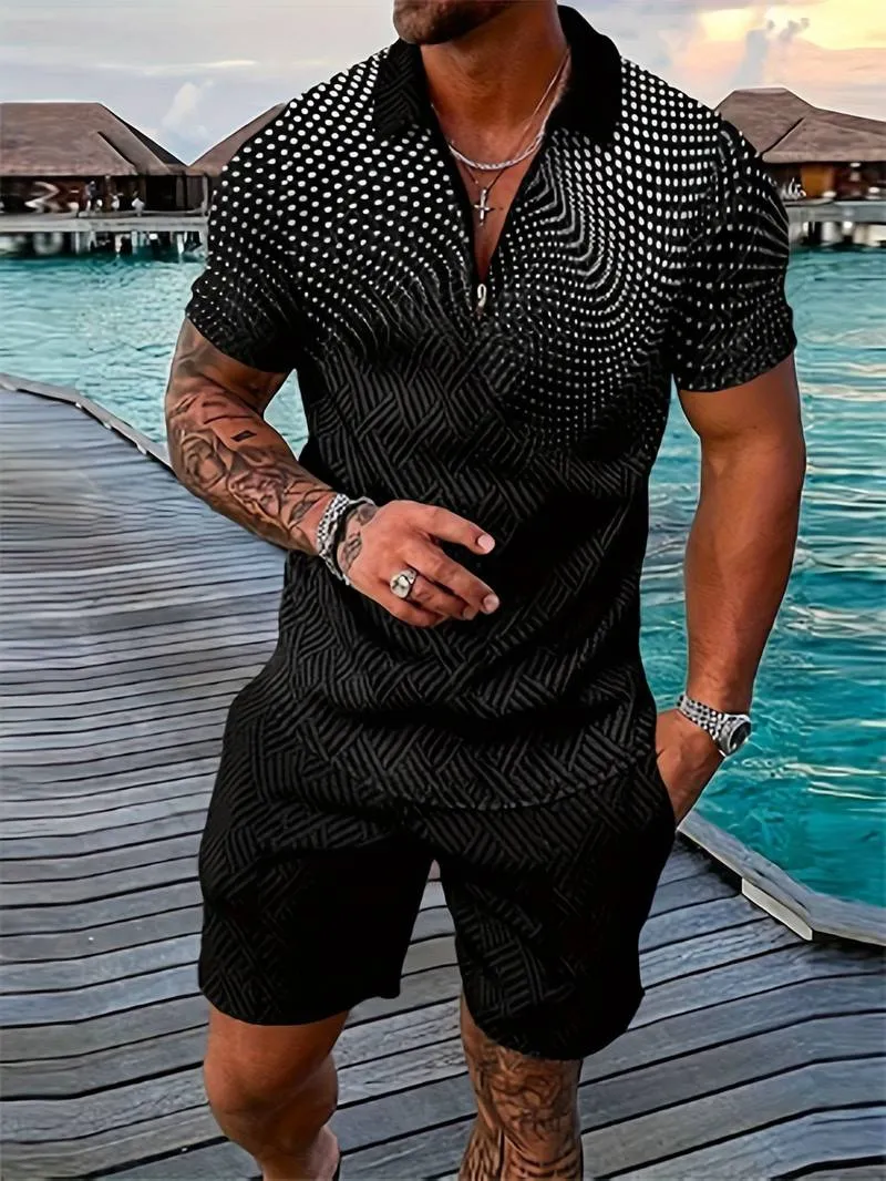 Liam: 2-teiliges Set aus T-Shirt und Shorts mit Matrix-Muster
