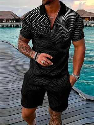 Liam: 2-teiliges Set aus T-Shirt und Shorts mit Matrix-Muster
