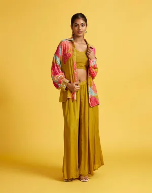 Lime Zest Floral Printed Fusion Co-Ord Set