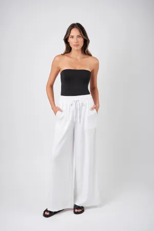 Linen Palazzo Pants WHITE