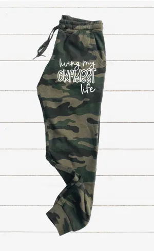 Living My Okayest Life Graphic Women's Soft Washed Sweatpants