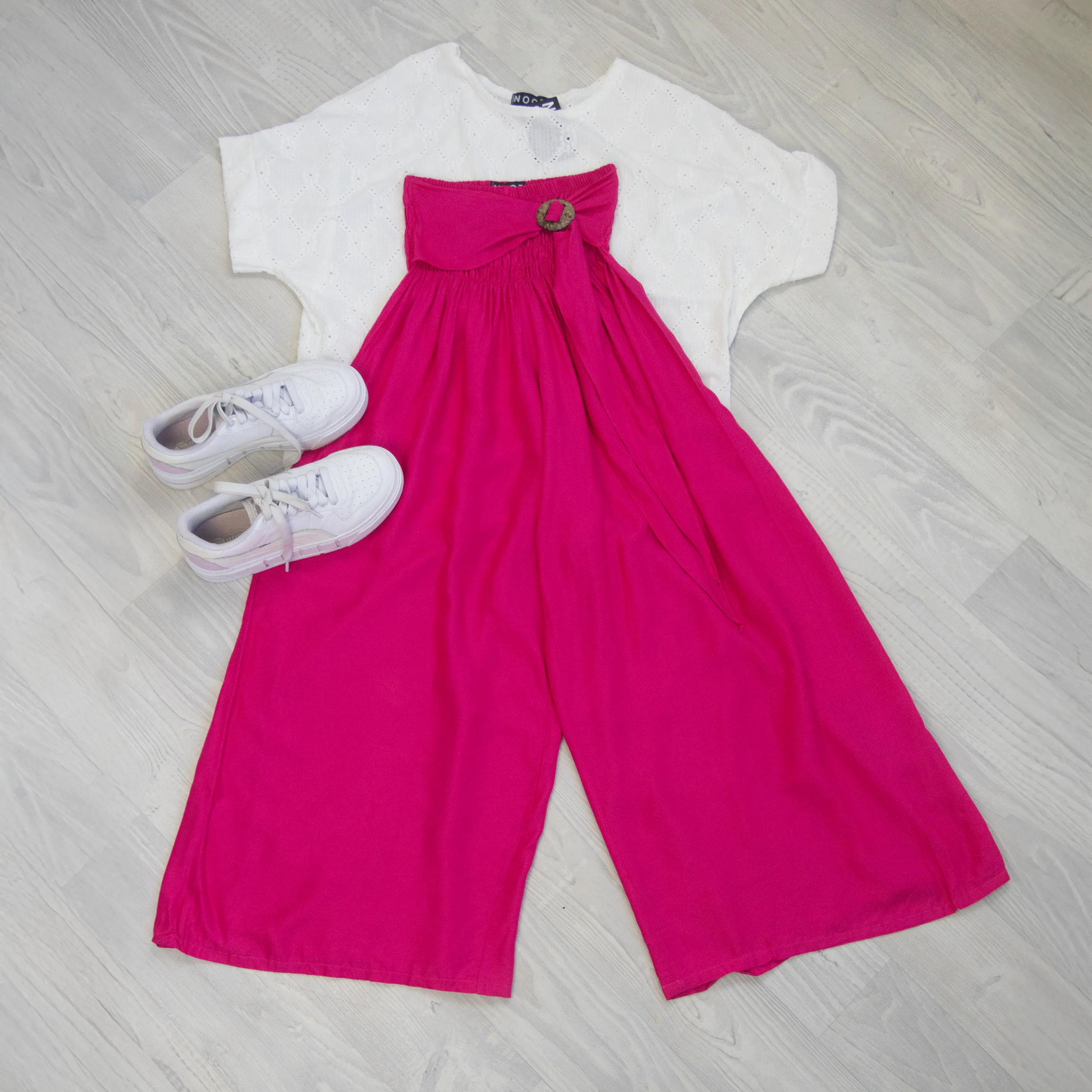 Loose Tie Palazzo Pants - Hot Pink