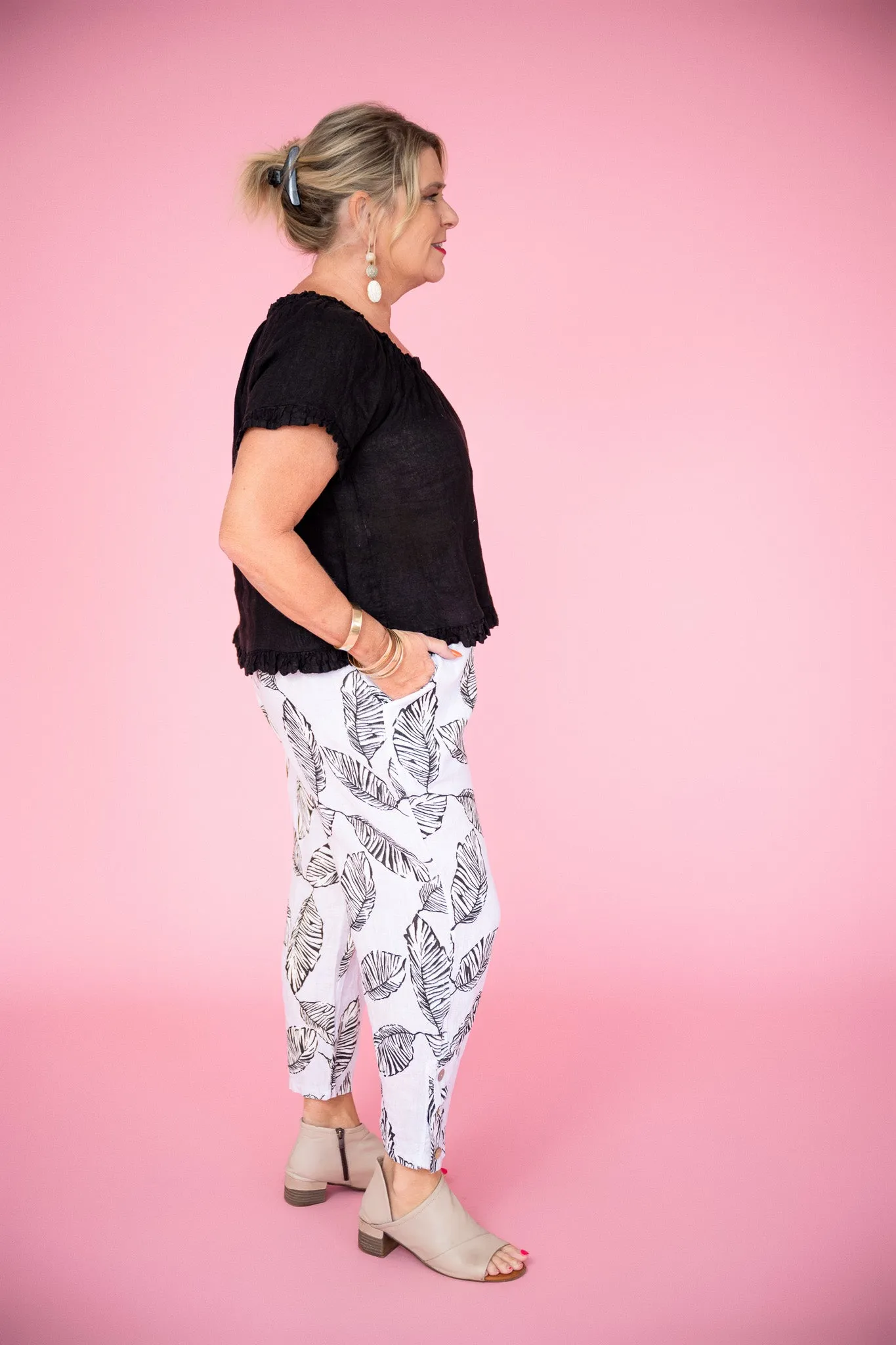 Malto Leaf Pants | White
