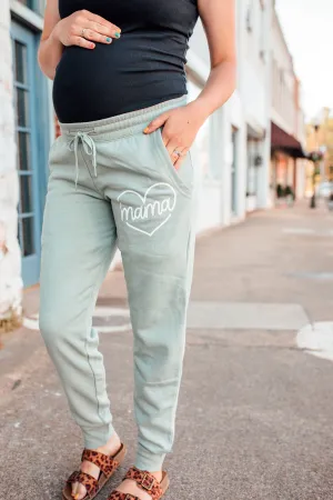 MAMA Script Heart © Women's Wave Sweatpants (Sage) // Final Sale