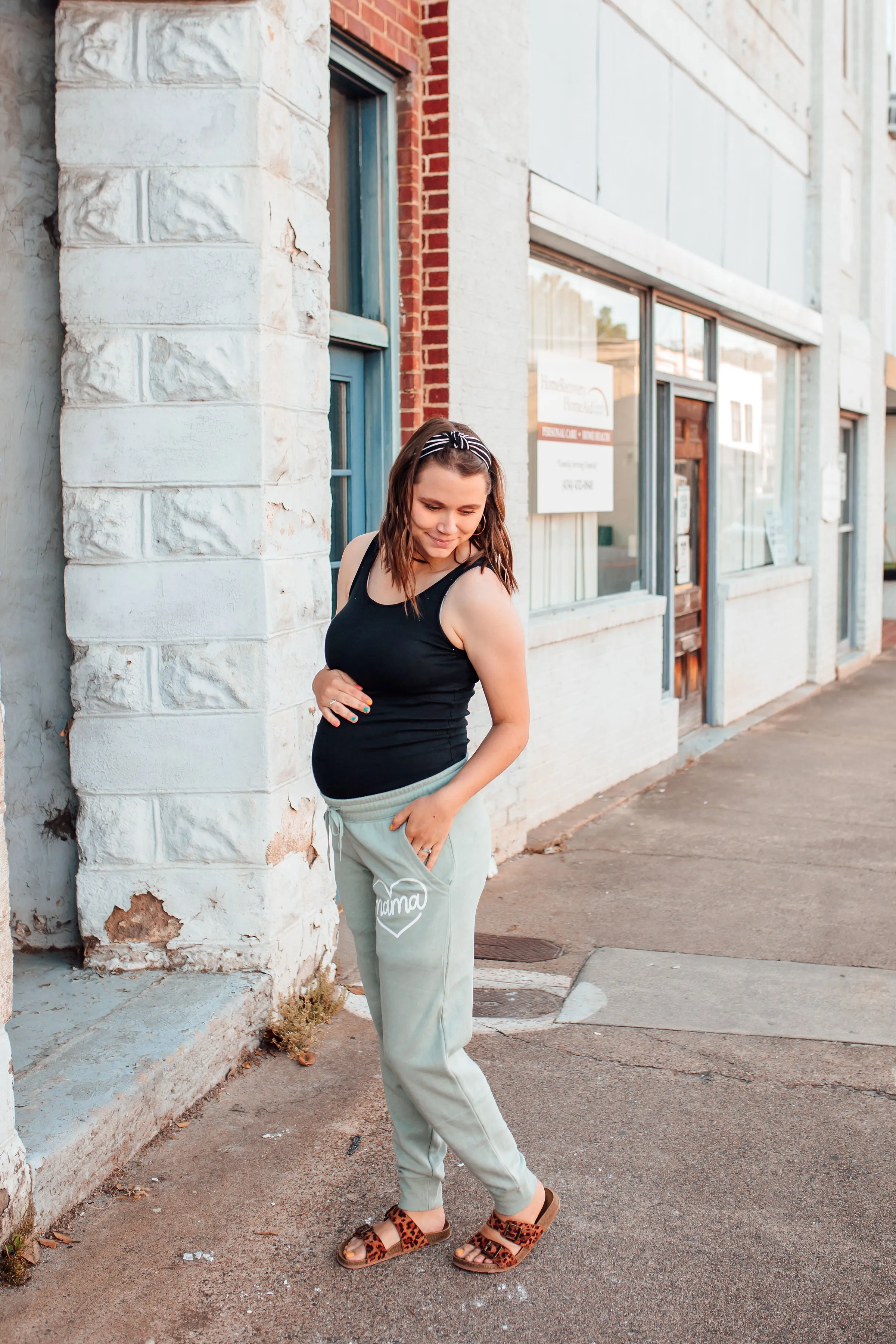 MAMA Script Heart © Women's Wave Sweatpants (Sage) // Final Sale