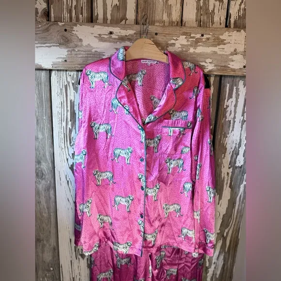 Mary Square Charlotte The Cats Pajamas Tigers Pink Size  Large Top &amp; Pants