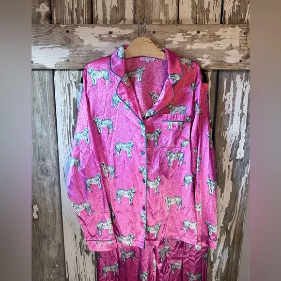 Mary Square Charlotte The Cats Pajamas Tigers Pink Size  Large Top &amp; Pants