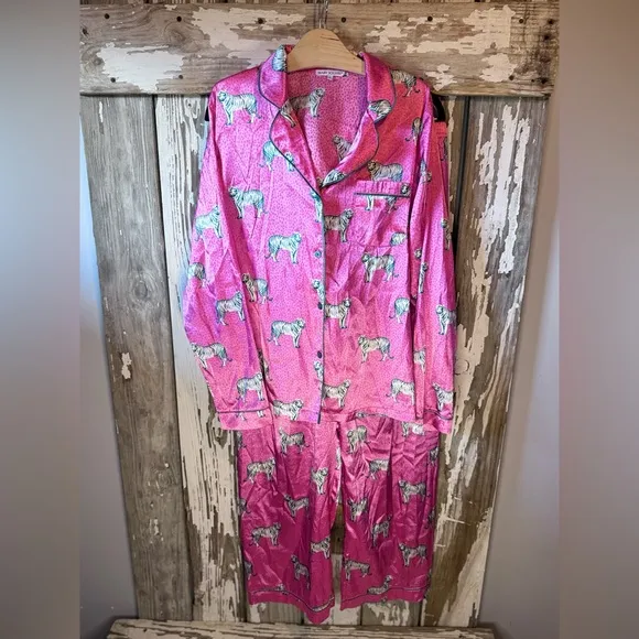 Mary Square Charlotte The Cats Pajamas Tigers Pink Size  Large Top &amp; Pants