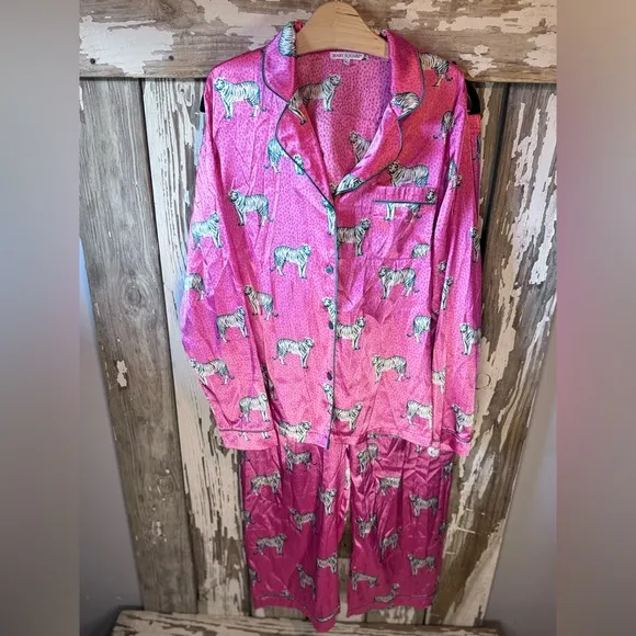 Mary Square Charlotte The Cats Pajamas Tigers Pink Size  Large Top &amp; Pants