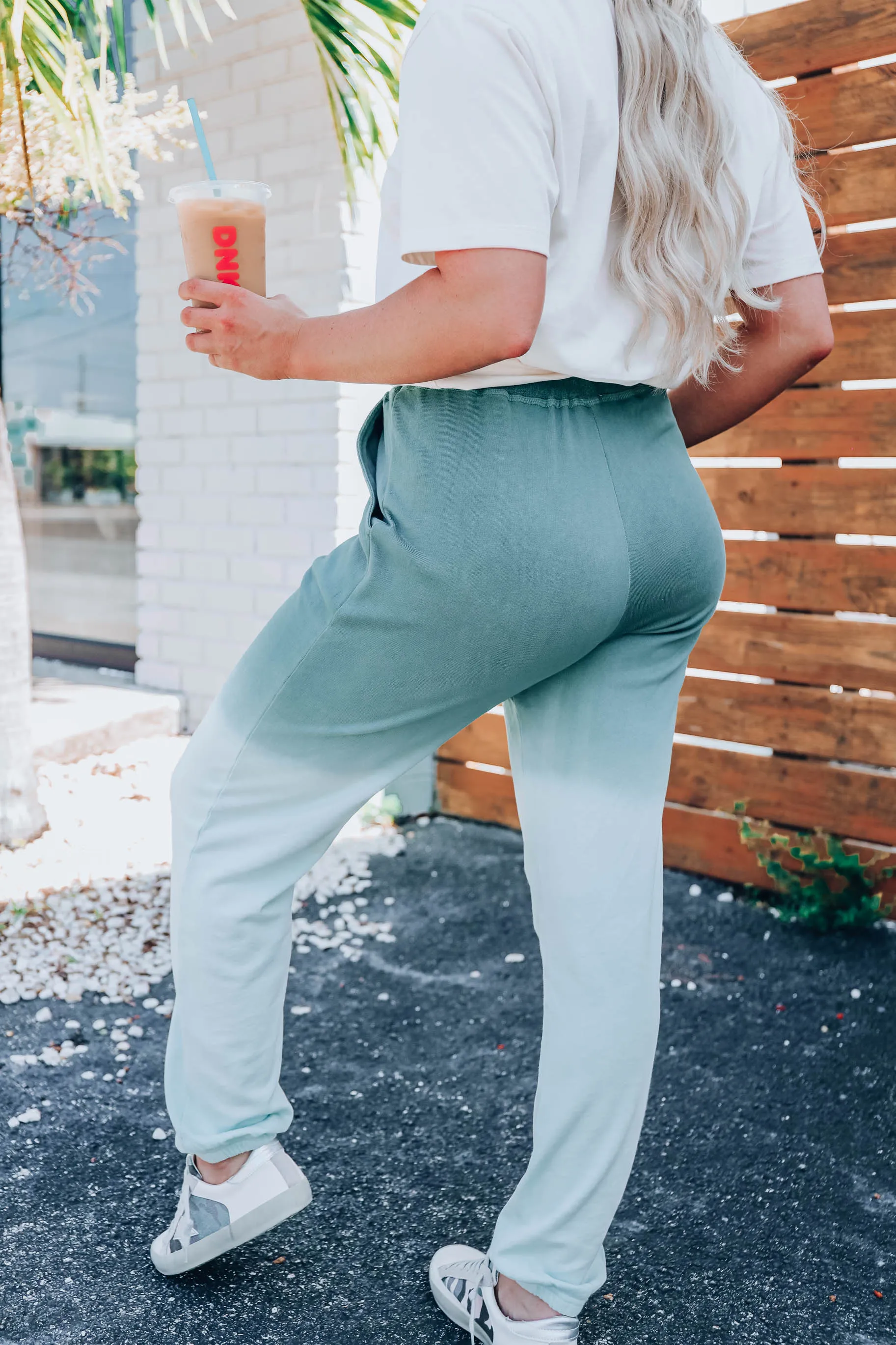 Melted Drawstring Joggers - Sage - Final Sale