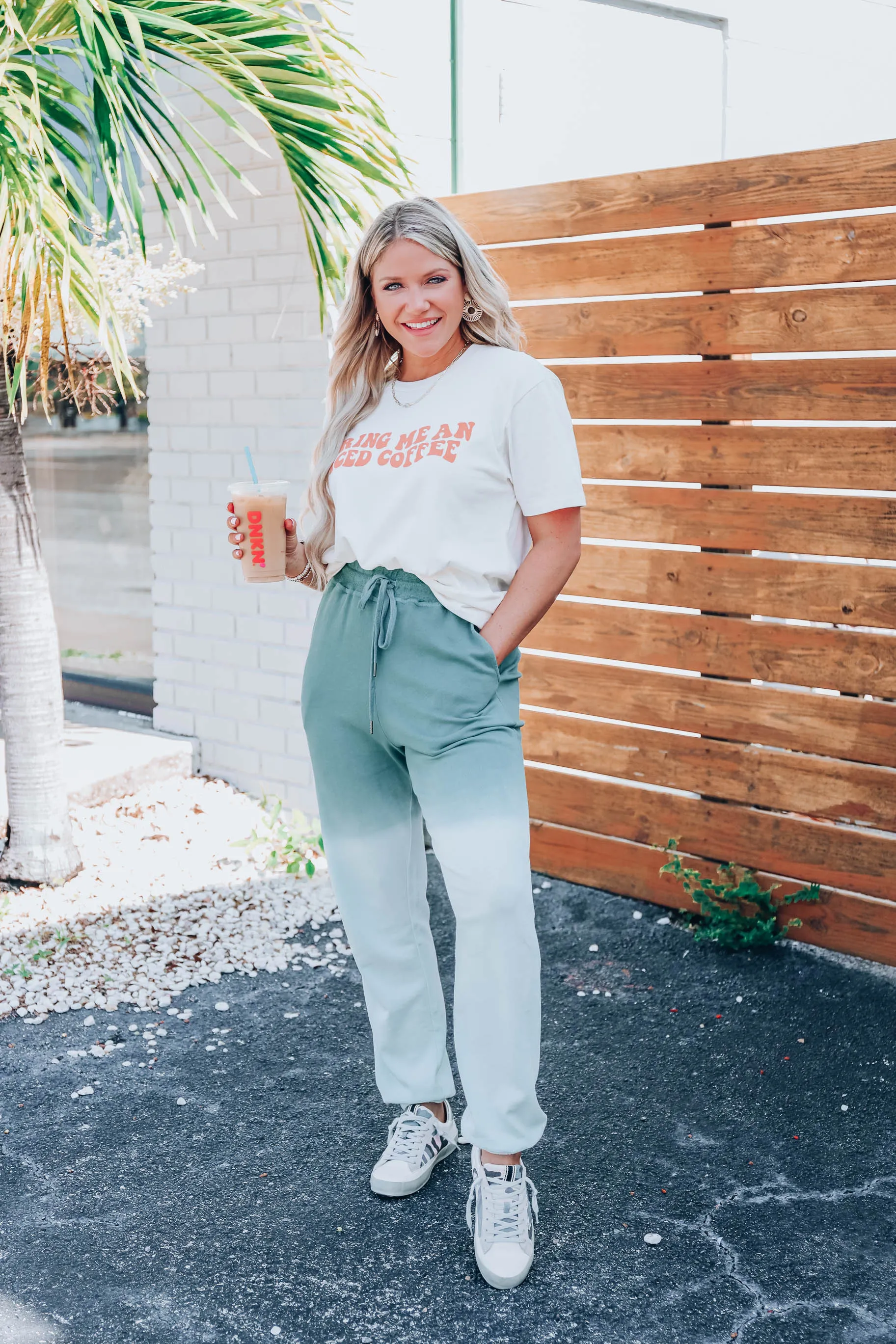 Melted Drawstring Joggers - Sage - Final Sale