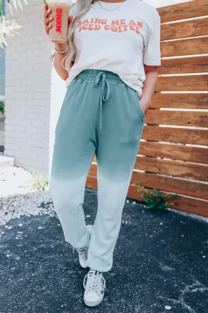 Melted Drawstring Joggers - Sage - Final Sale