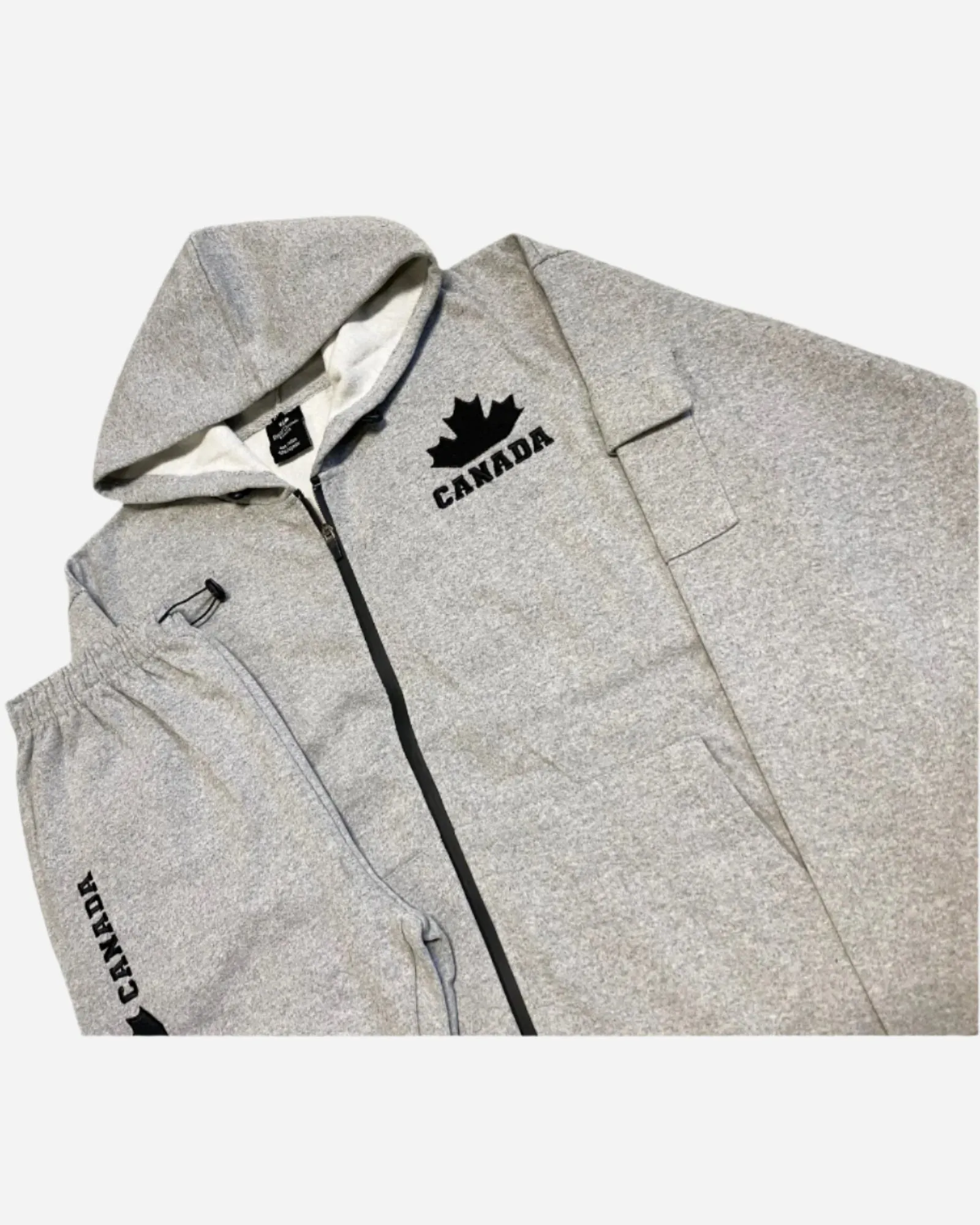 Men Fleece Jogger Canada Theme Sweatsuit with utility Cargo Pockets Outfit