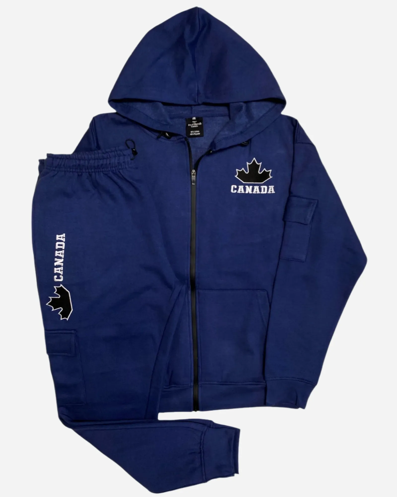 Men Fleece Jogger Canada Theme Sweatsuit with utility Cargo Pockets Outfit