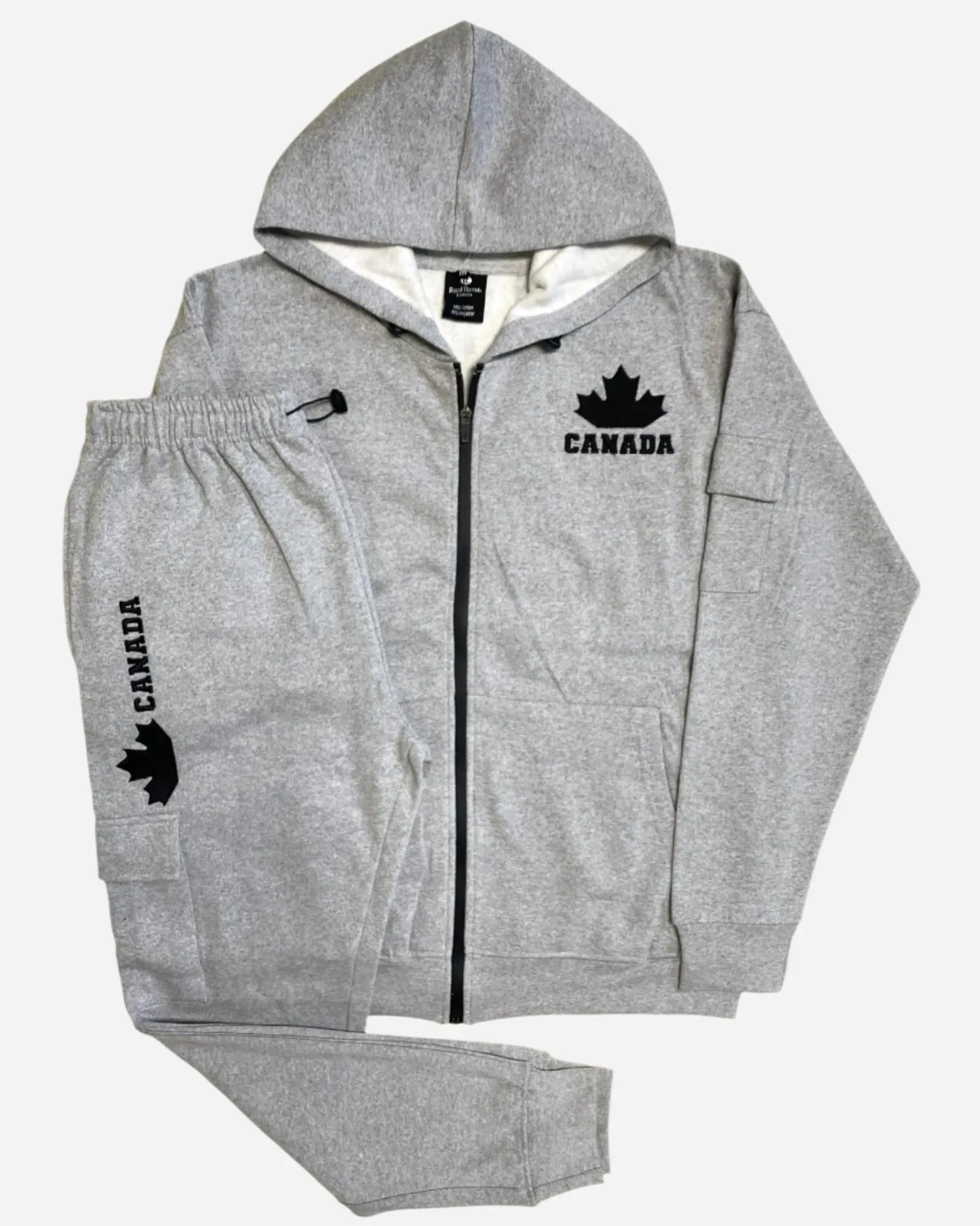 Men Fleece Jogger Canada Theme Sweatsuit with utility Cargo Pockets Outfit