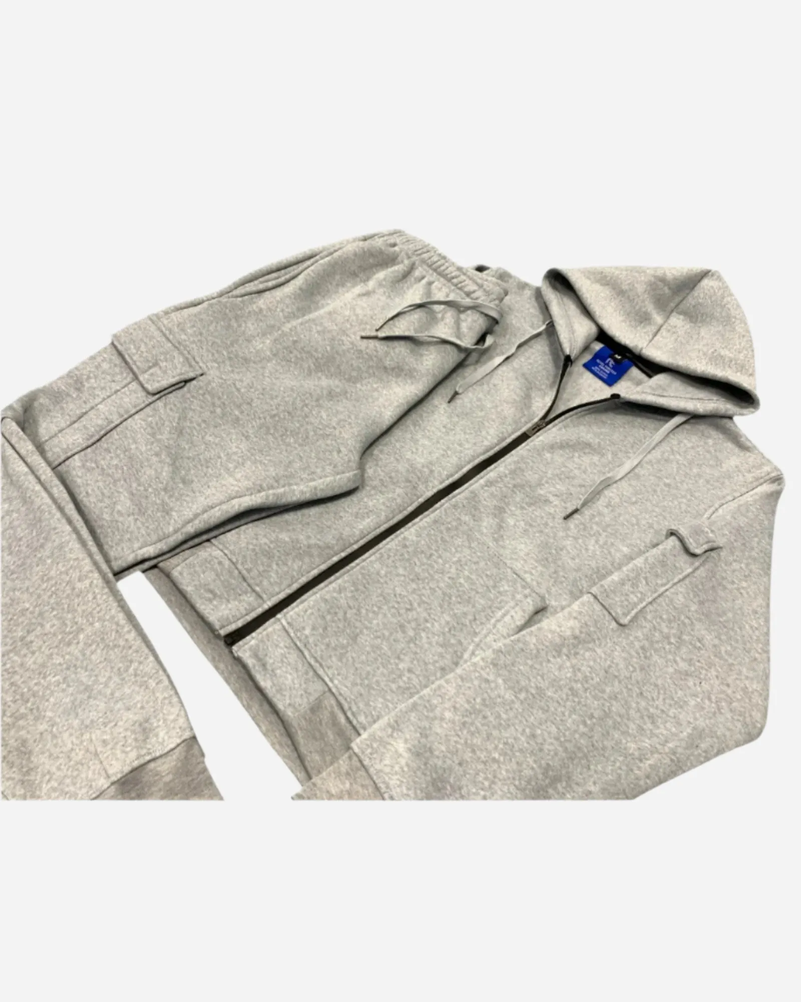 Men Fleece Jogger with utility Cargo Pockets Sweat jacket and Sweatpants Outfit