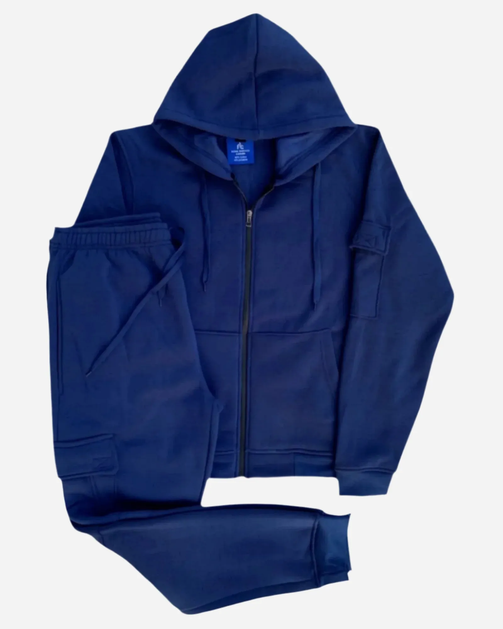 Men Fleece Jogger with utility Cargo Pockets Sweat jacket and Sweatpants Outfit