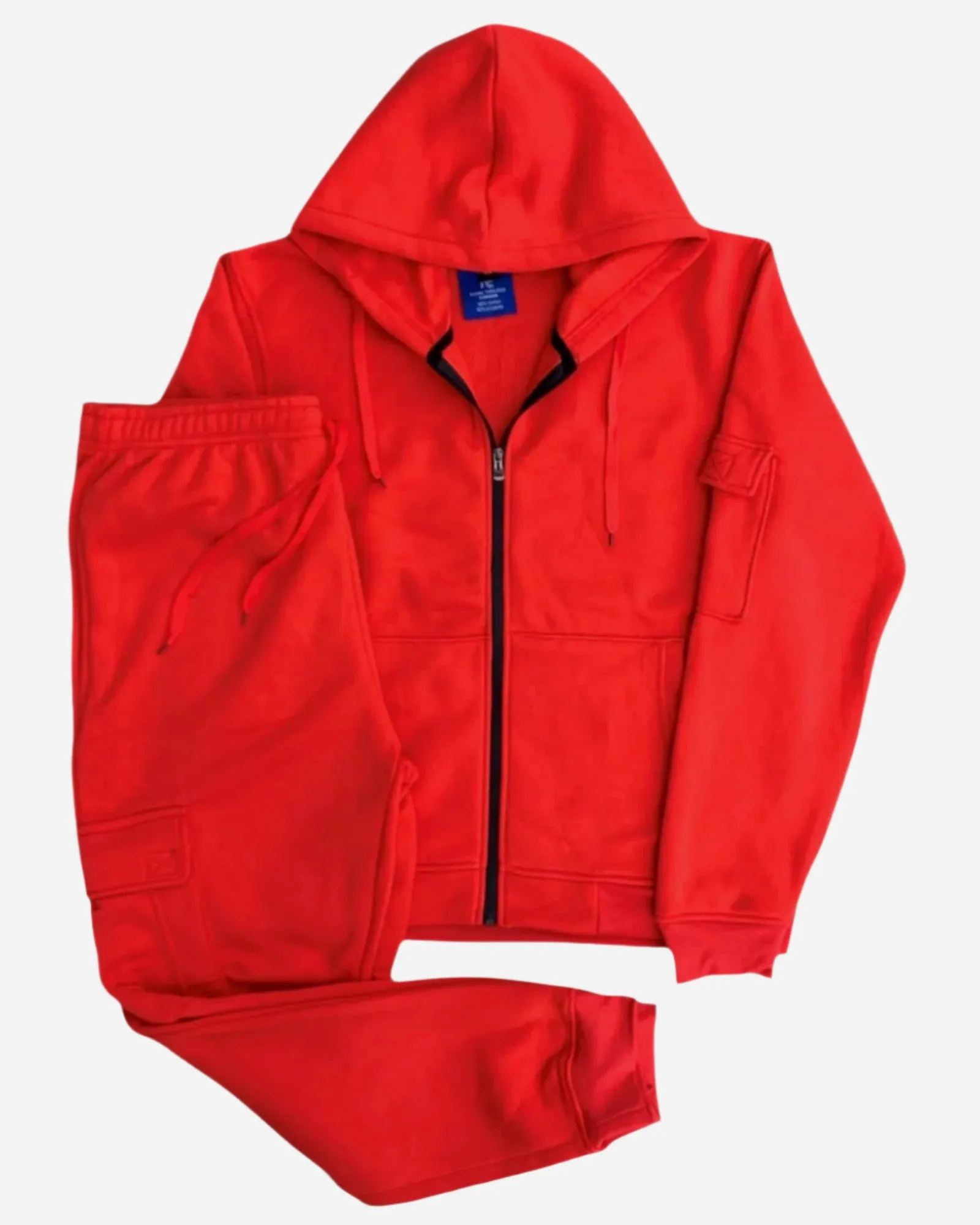 Men Fleece Jogger with utility Cargo Pockets Sweat jacket and Sweatpants Outfit