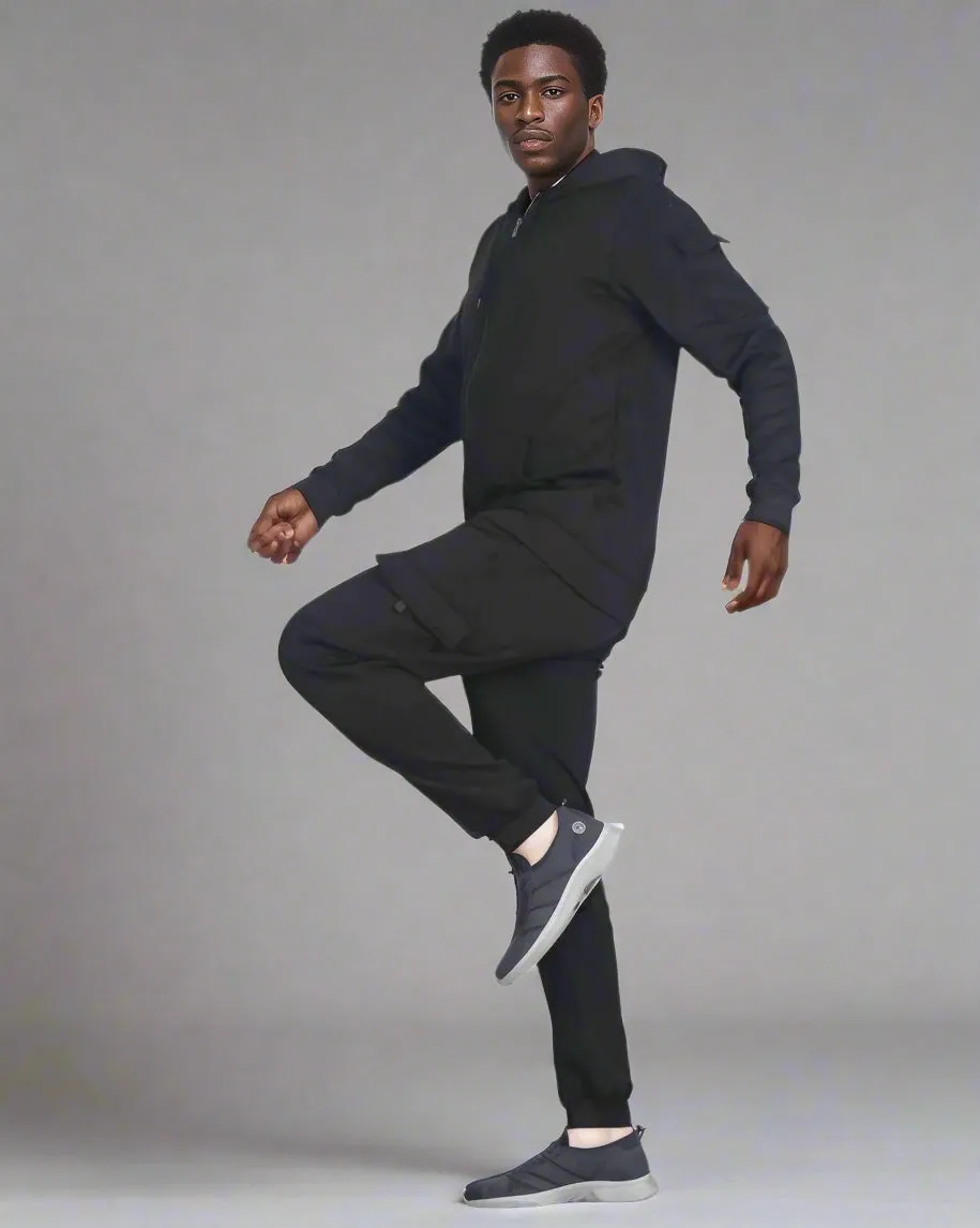 Men Fleece Jogger with utility Cargo Pockets Sweat jacket and Sweatpants Outfit
