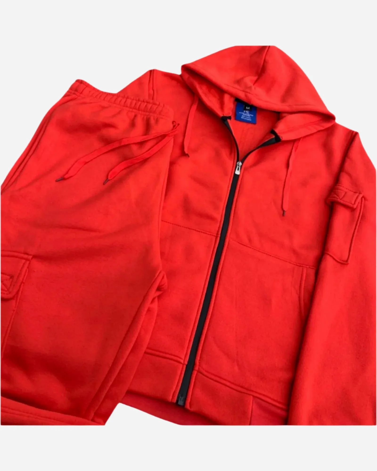 Men Fleece Jogger with utility Cargo Pockets Sweat jacket and Sweatpants Outfit