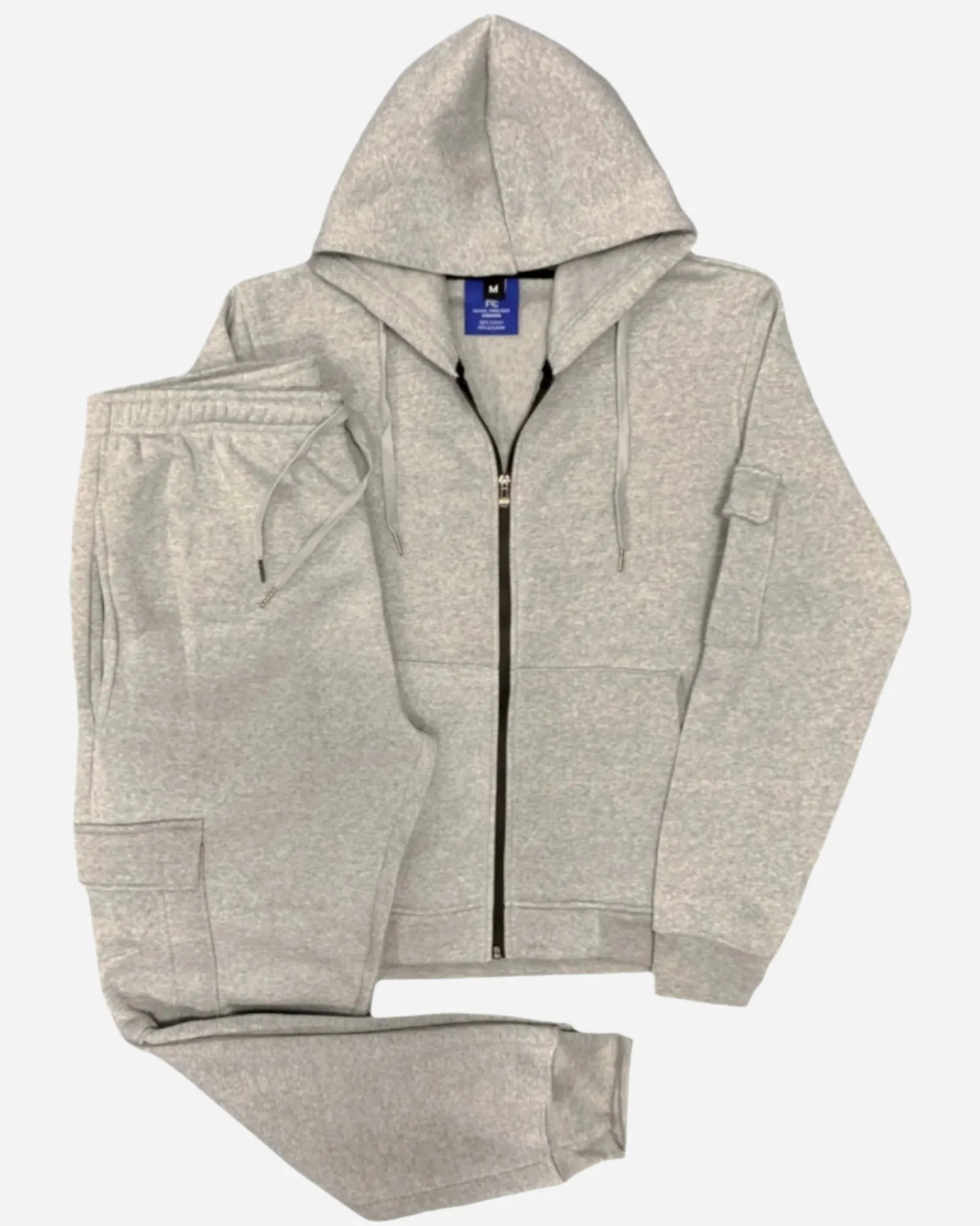 Men Fleece Jogger with utility Cargo Pockets Sweat jacket and Sweatpants Outfit