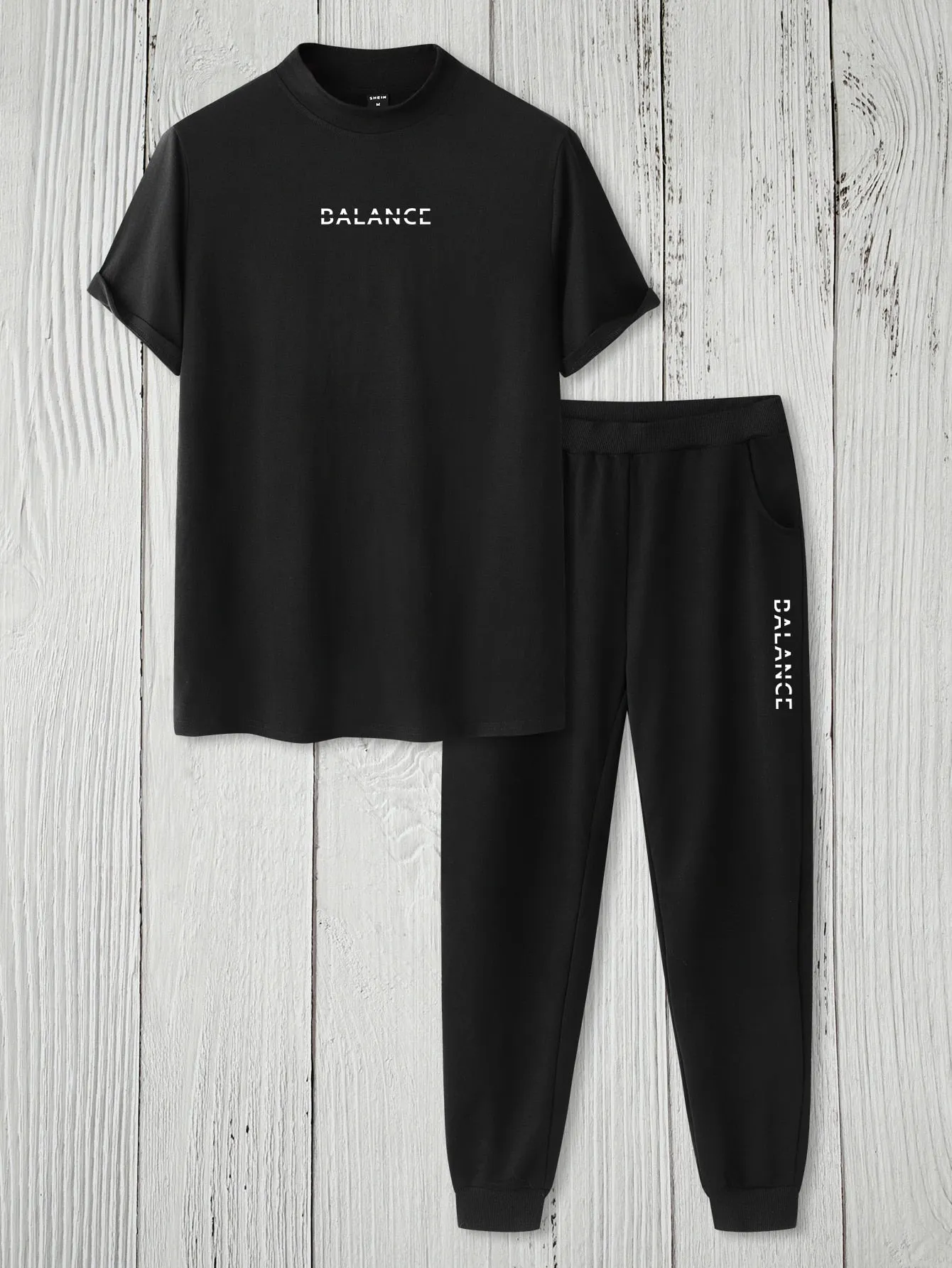 Men Letter Graphic Tee & Sweatpants