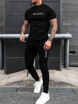 Men Letter Graphic Tee & Sweatpants