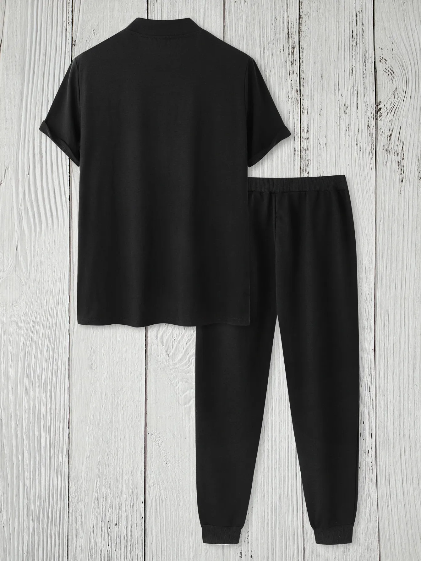 Men Letter Graphic Tee & Sweatpants