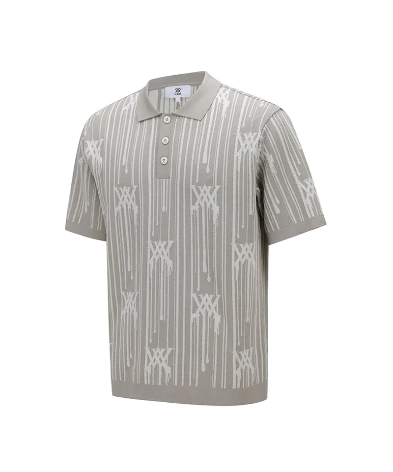 Men Rain Logo Short Sleeve Sweater - Beige