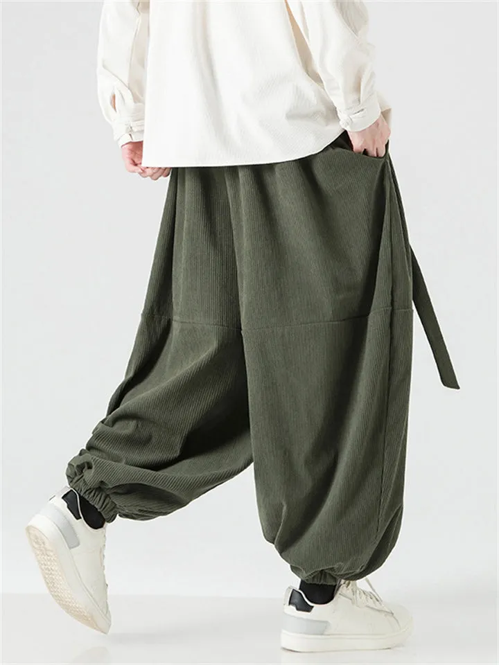 Men's Autumn Winter Baggy Corduroy Harem Pants