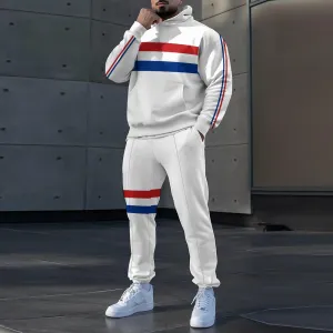 Men's Classic Striped Hoodie Sweatpants Set 2404001383