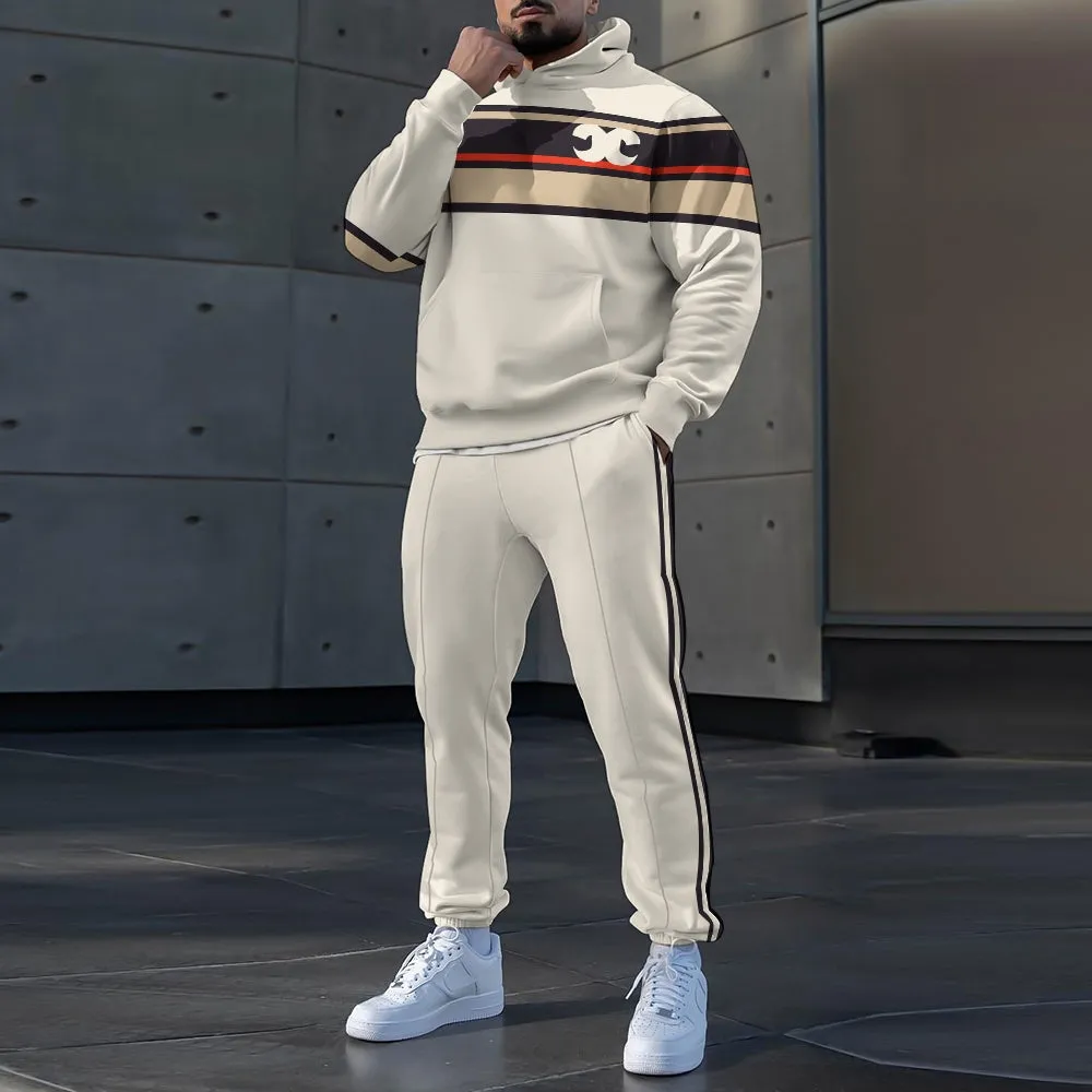 Men's Classic Striped Hoodie Sweatpants Set 2404001468