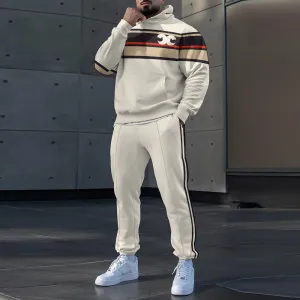 Men's Classic Striped Hoodie Sweatpants Set 2404001468