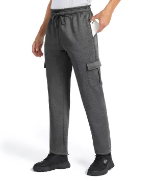 Men's Fleece Lined Sweatpants with Side Cargo Pockets