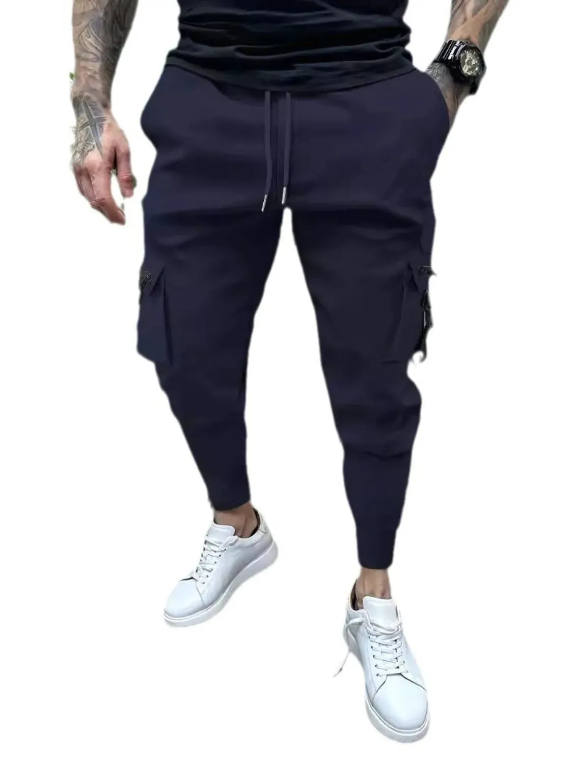 Men's Full Size Drawstring Pants with Pockets Plus Size
