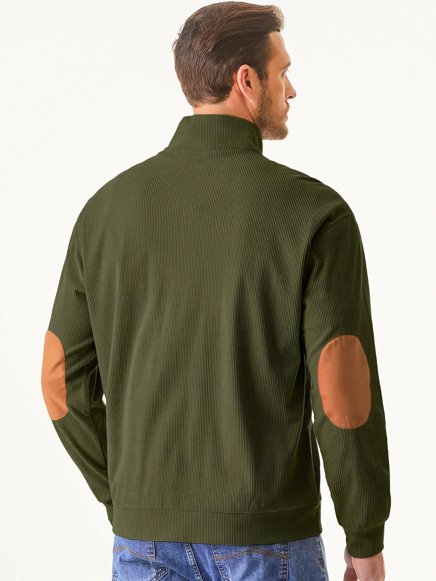 Men's Long Sleeve 1/4 Button Corduroy Pullover Sweater
