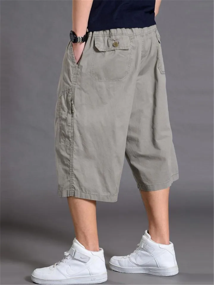 Mens Loose Stitching Pure Color Sweatpants