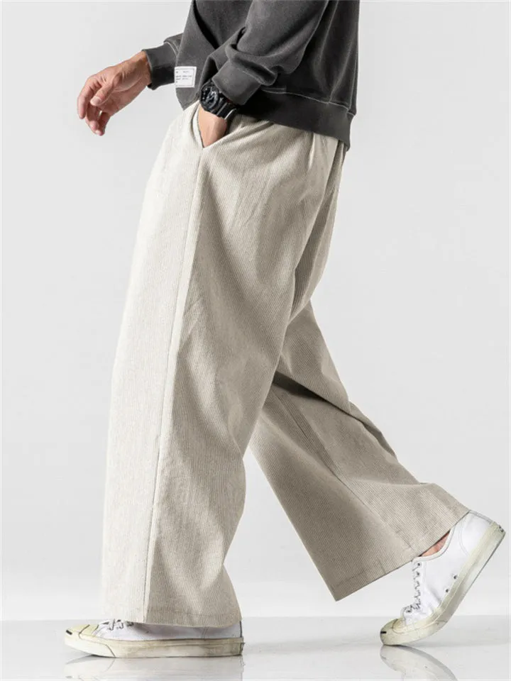 Men's Plus Size Casual Linen Straight-Leg Pants