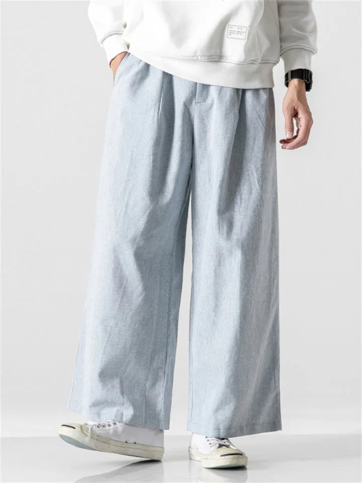 Men's Plus Size Casual Linen Straight-Leg Pants