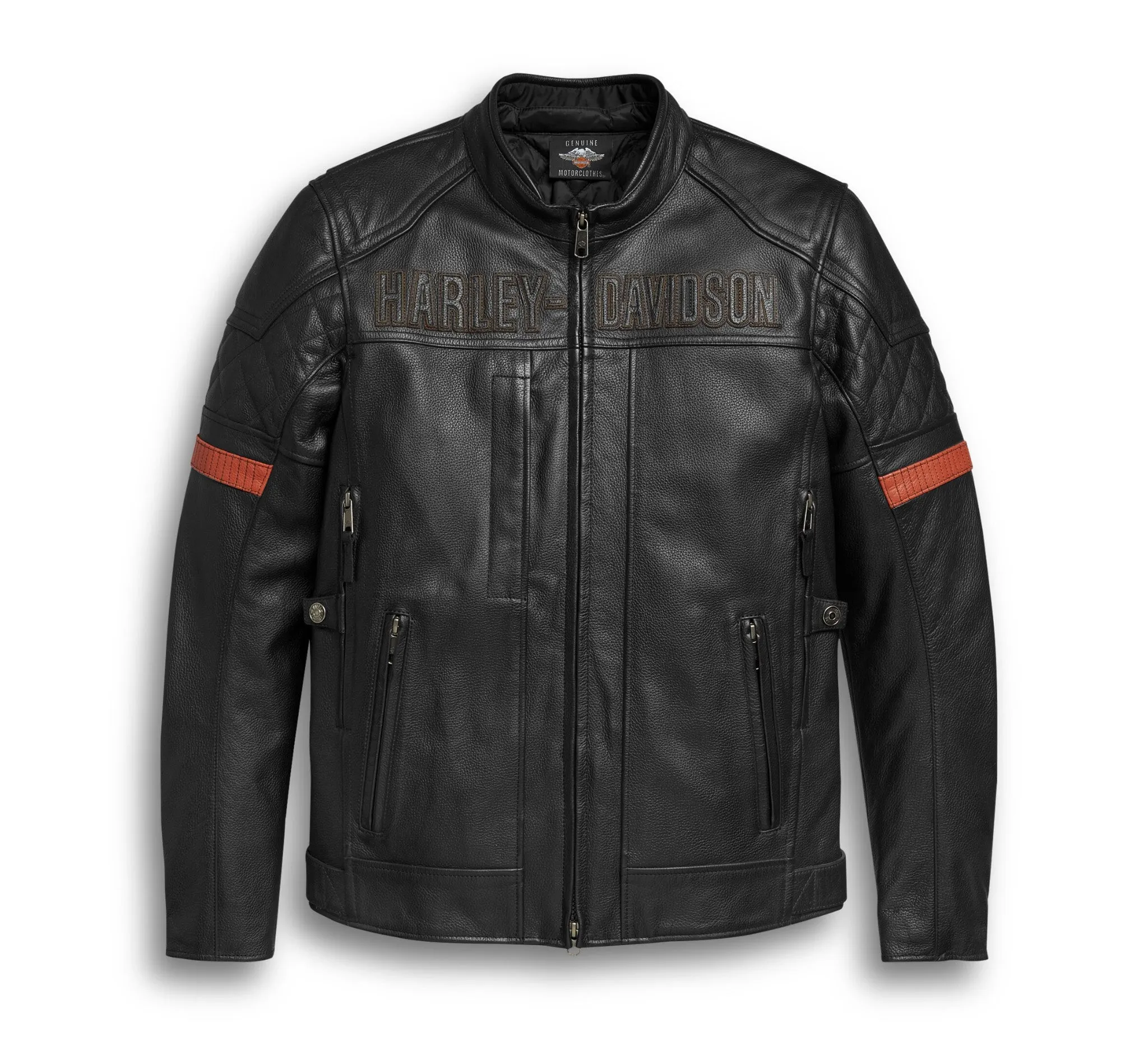 Men's Vanocker Waterproof H-D Triple Vent System Leather Jacket - Black
