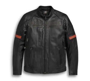 Men's Vanocker Waterproof H-D Triple Vent System Leather Jacket - Black