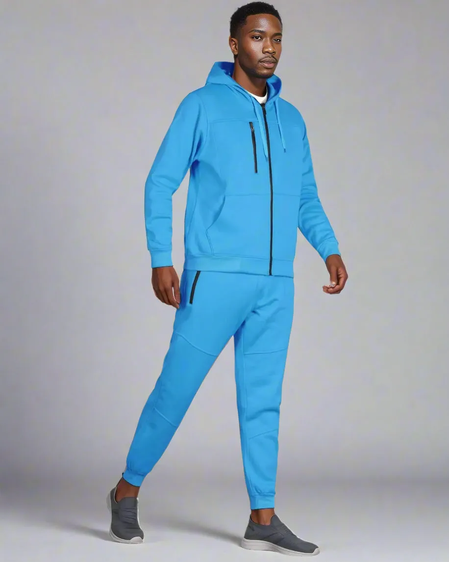 Men’s Warm Winter Tech Fleece Sweat Jacket Sweatpants Jogger Outfit