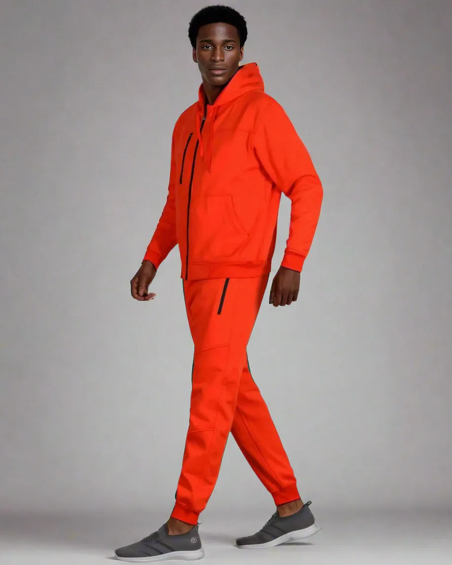 Men’s Warm Winter Tech Fleece Sweat Jacket Sweatpants Jogger Outfit